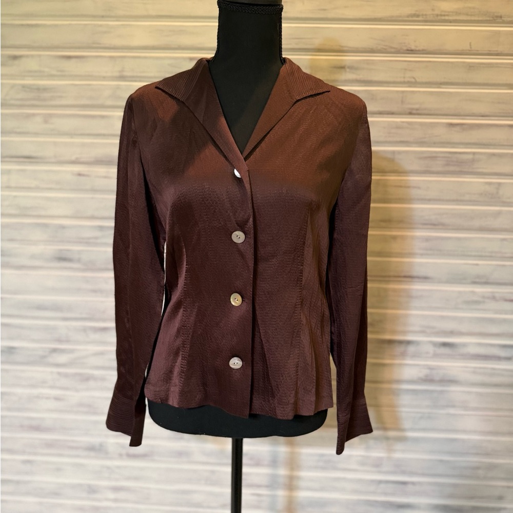 Talbots Rich Brown Silk Blouse